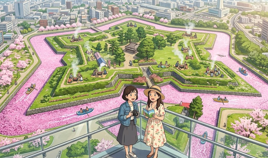 홋카이도 하코다테 벚꽃